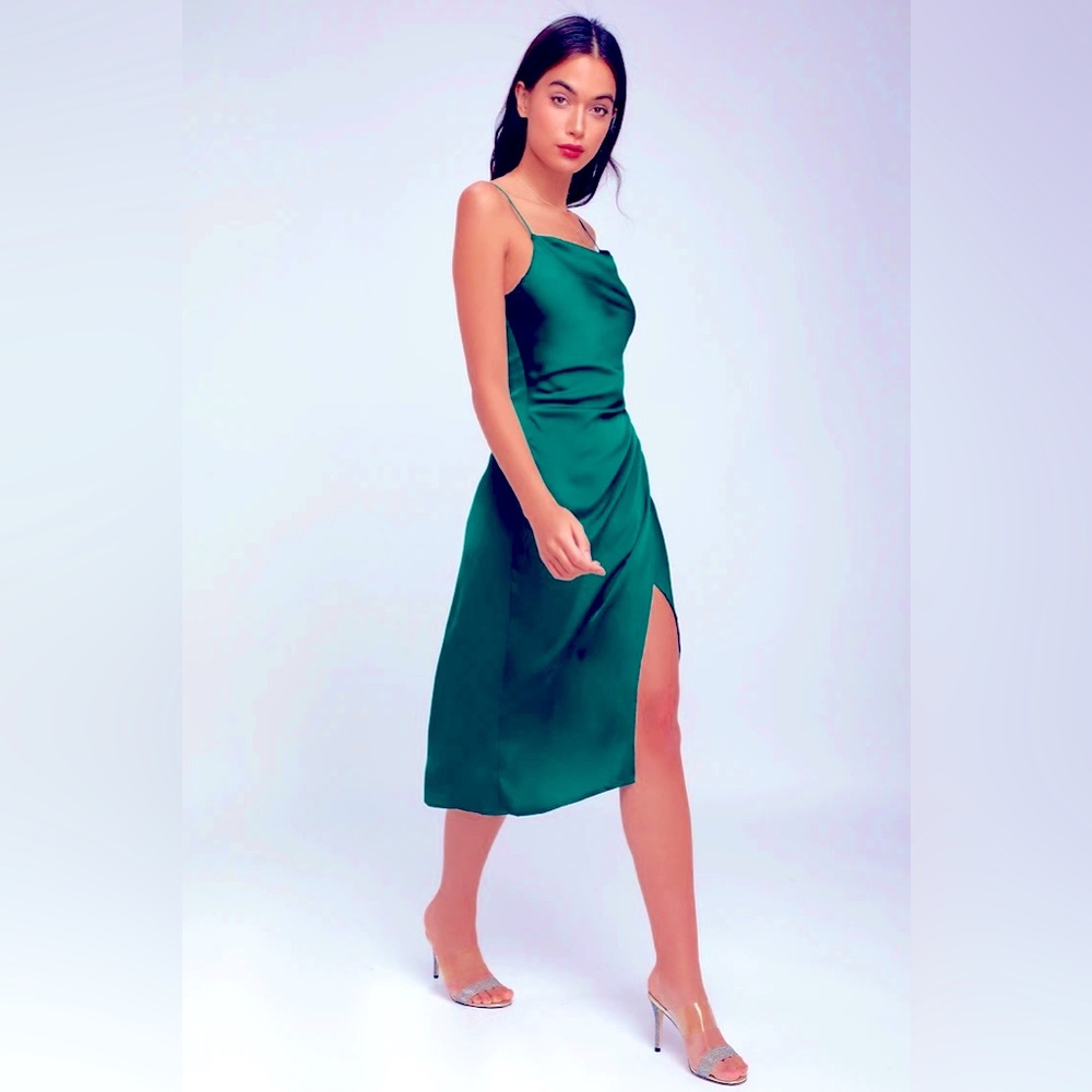 Lulus Hollywood Woman Satin Midi Dress